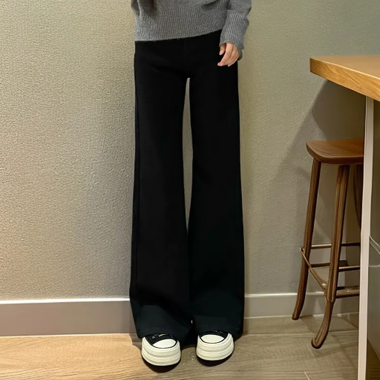 SUMU/宿慕女士休闲直筒微喇休闲裤2025新秋季百搭显瘦牛仔裤32931