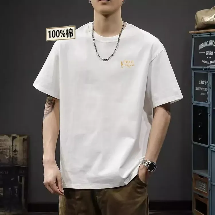 HUIHUANGPAUL/辉煌保罗全棉圆领纯棉短袖T恤刺绣款战马金字母0896商品图