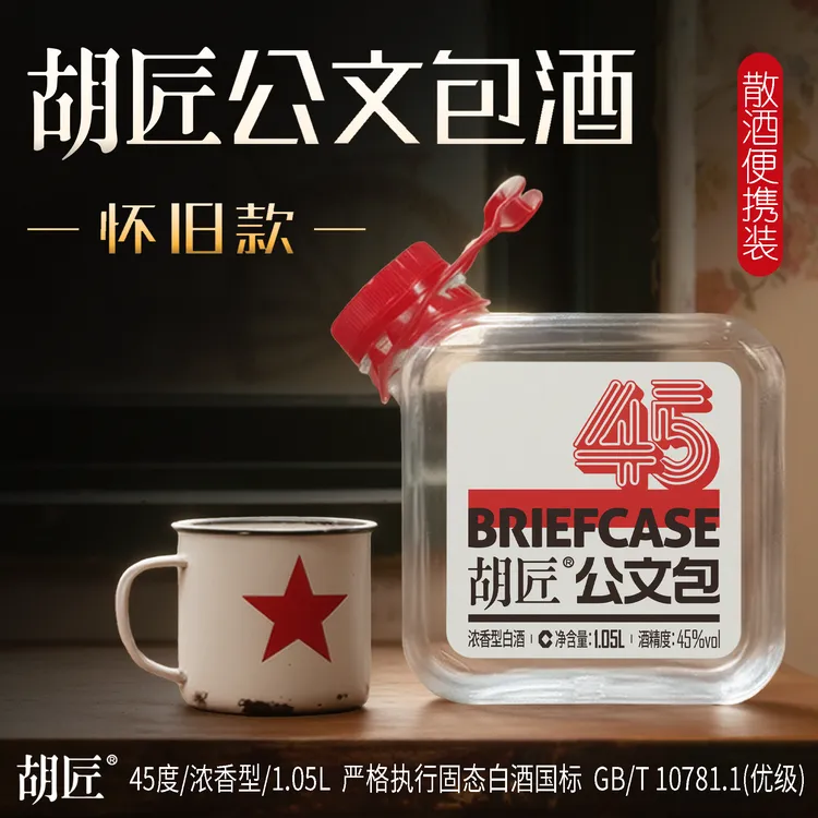 胡匠公文包酒45度“怀旧款”散酒便携装【约两斤】45度1.05L