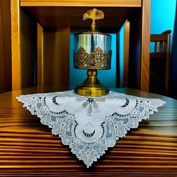 2516贡缎刺绣酒柜小方巾家用盖巾绣花桌布布艺盖布