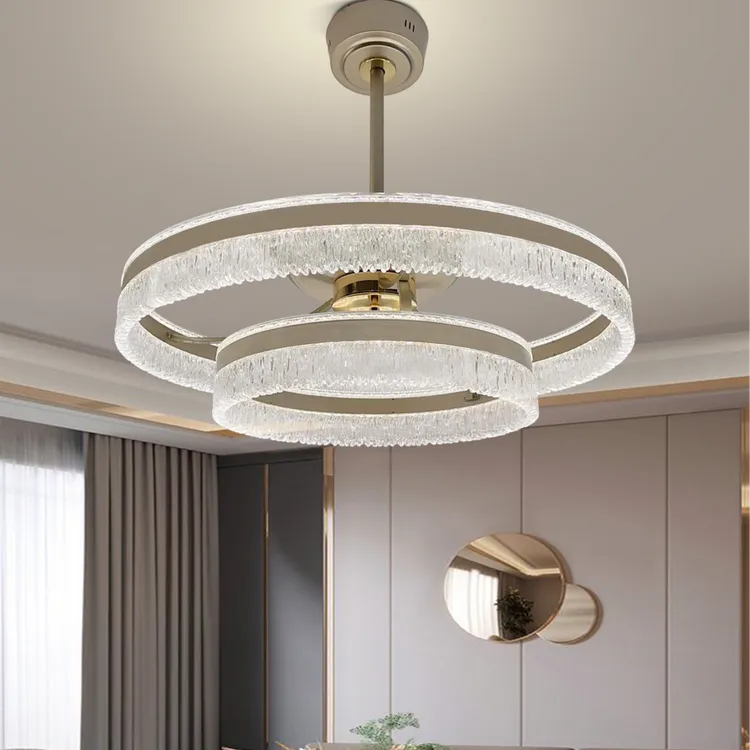 全光谱圆形创意隐形风扇灯灯饰简约奢华客厅餐厅卧室家用书房主卧