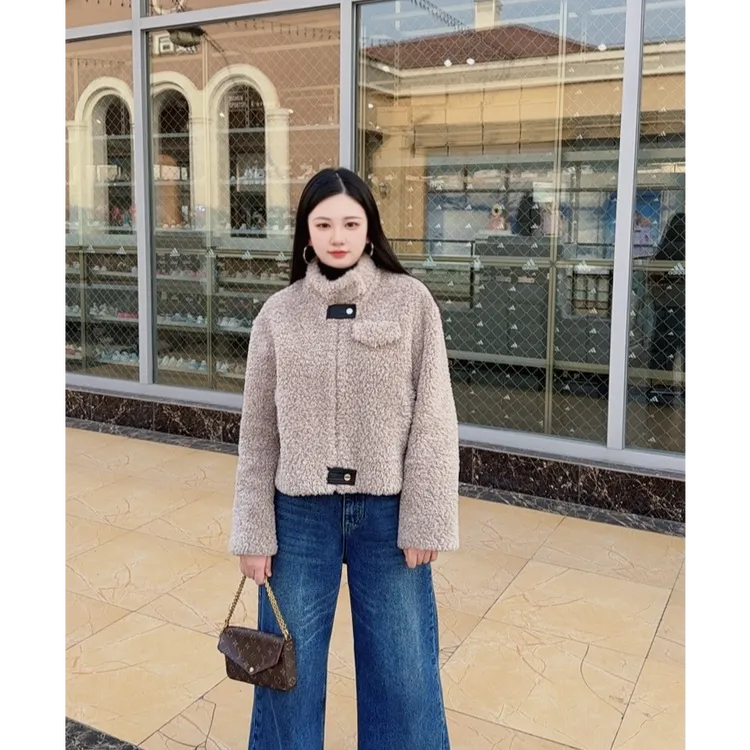 冬季毛外套短外套立领拉链时尚保暖环保毛
