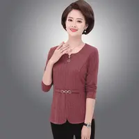 B124妈妈春装打底衫短款t恤中老年人女春秋大码洋气宽松上衣