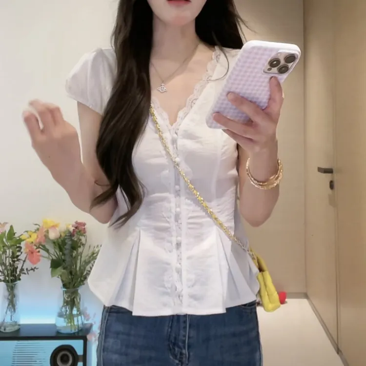 胖MM大码女装短袖雪纺上衣2025新款韩系chic别致女装洋气时髦气质