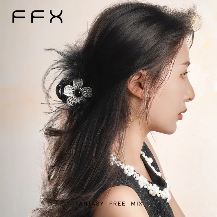 FFX弗弗西【花坞里】高级羽毛立体花卉轻奢抓夹