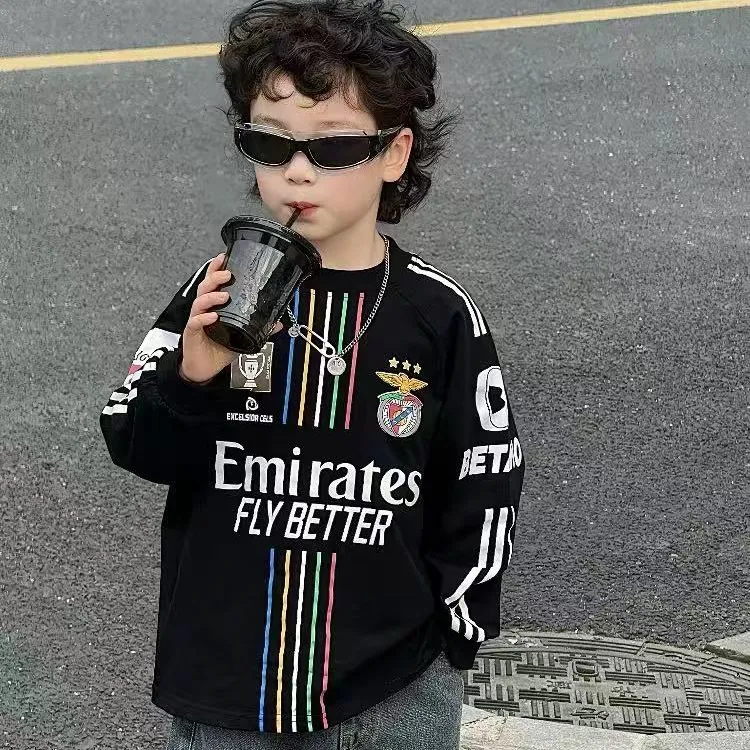 儿童春秋洋气男童酷帅长袖T恤男宝宝秋季潮牌休闲上衣打底衫