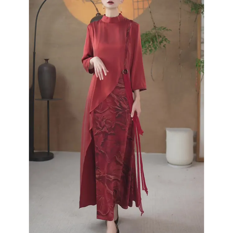 新中式时尚改良旗袍假两件连衣裙2025秋季新款文艺风减龄显瘦旗袍