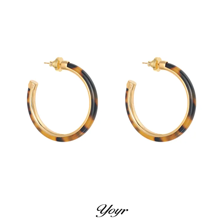 YOYR 黄铜树脂耳饰  玳瑁色豹纹耳圈高级感轻奢夸张露思同款耳环