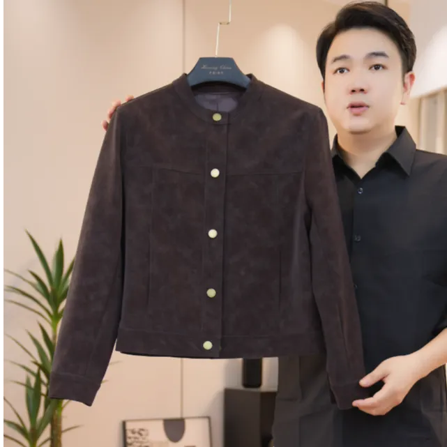 【有单层/有白鸭绒】2025新款皮衣SSS级反绒翻毛绒新款外套洋气皮衣