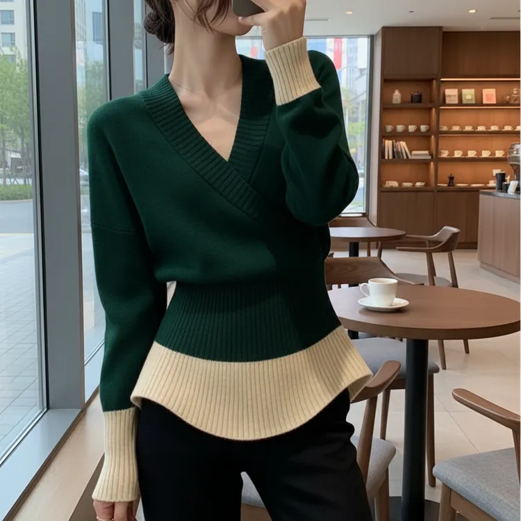 法式复古慵懒风针织毛衣女秋冬季新款气质修身显瘦保暖百搭上衣女