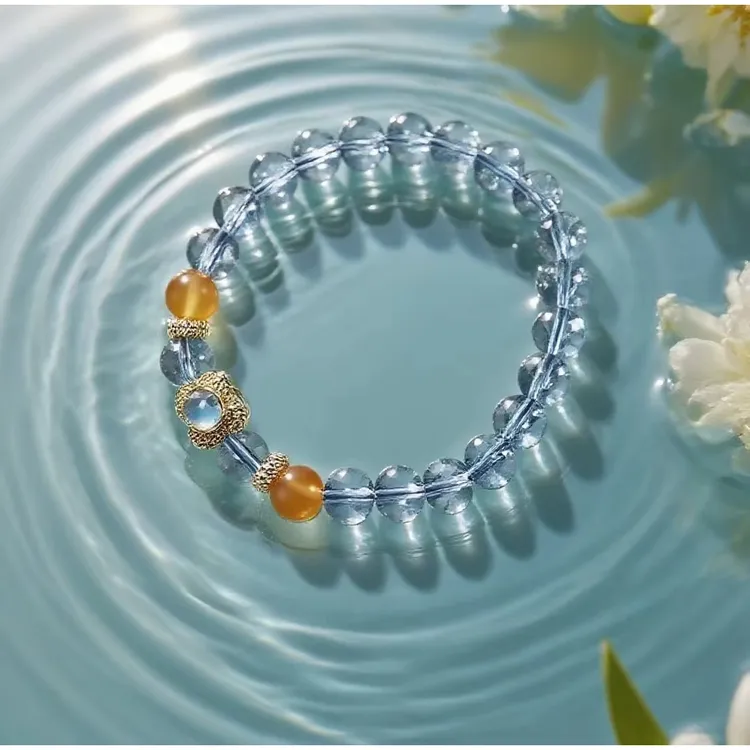 合金手链 S1035-海蓝蓝晶手串8mm单圈水系招财手链配饰女款手饰