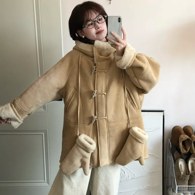 毛毛外套女2025新款复古宽松加绒加厚韩版皮毛一体时尚秋冬季