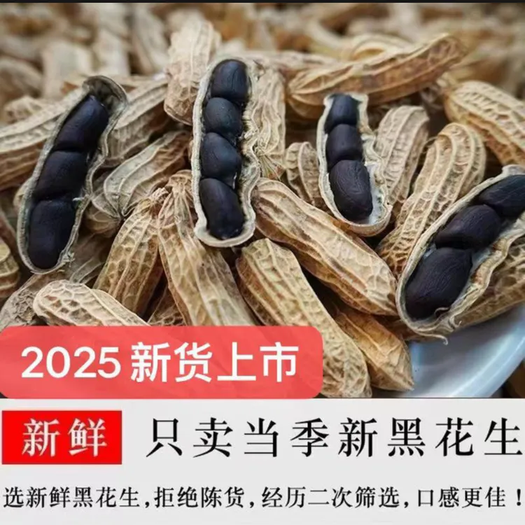 稀有品种2025年9月新货上市云南正宗富硒纯黑新鲜自然晒干生花生