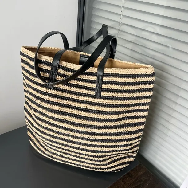 托特包编织双根单肩包汪同学女包休闲网红小众复古风