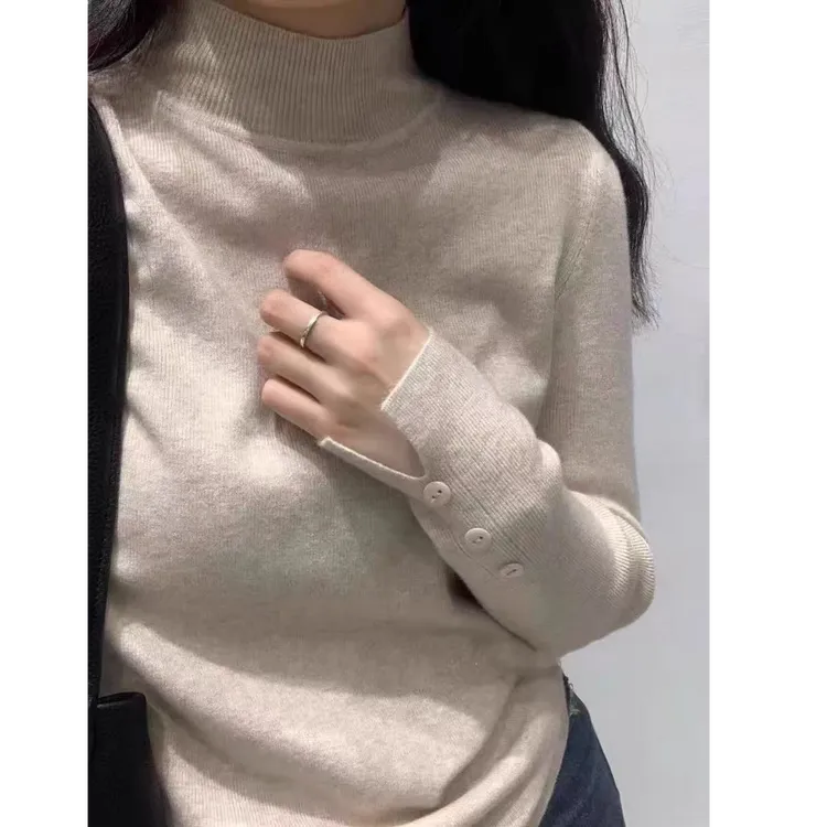 70075大码女装2025秋装新款宽松中领针织衫上衣胖m显瘦毛衣打底衫