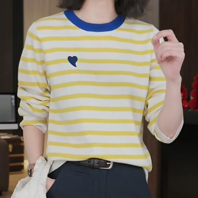 【心动】2025春季新款条纹针织T恤套头毛衣女LK2501288