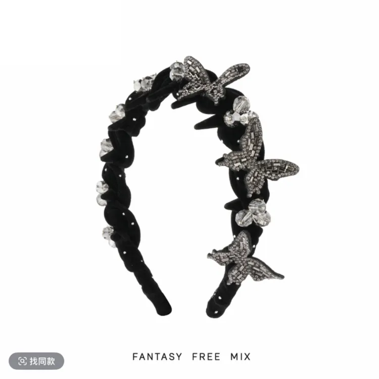 弗弗西FFX【蝶与星辰】高定轻奢爆闪高颅顶蝴蝶齿梳发箍