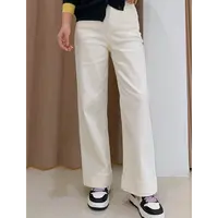 萱萱苹【杏色窄版】新款舒适弹力显瘦牛仔直筒裤96203-15 091403