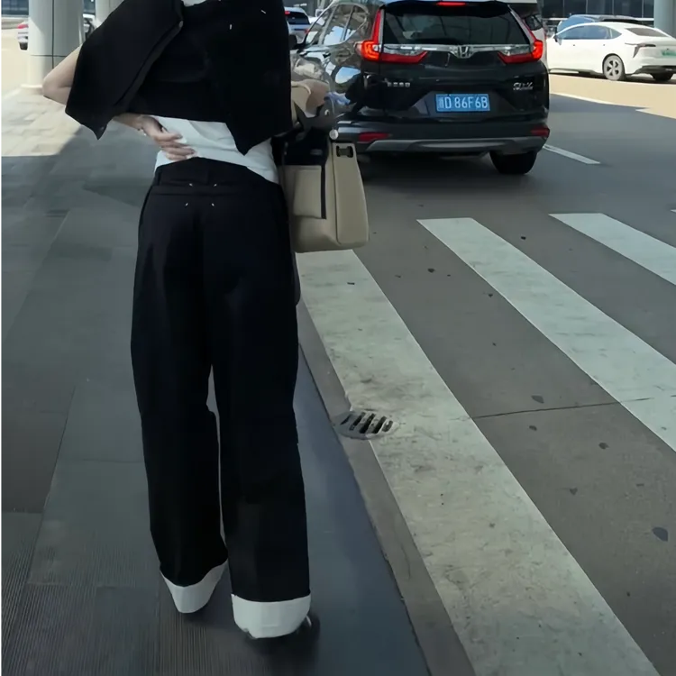 【高腰翻边休闲裤】ZY5KB0648秋季新款显瘦显高设计感翻遍牛仔裤