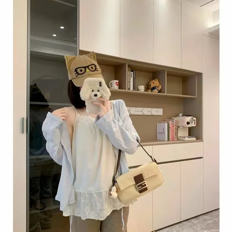 大码女装公主风性感风宽松型背心吊带设计感外搭秋季白色气质770