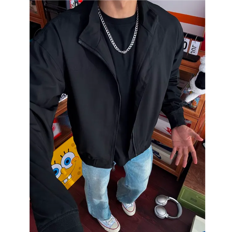 美式cleanfit短款工装外套男秋季硬汉穿搭三防立领冲锋衣飞行夹克