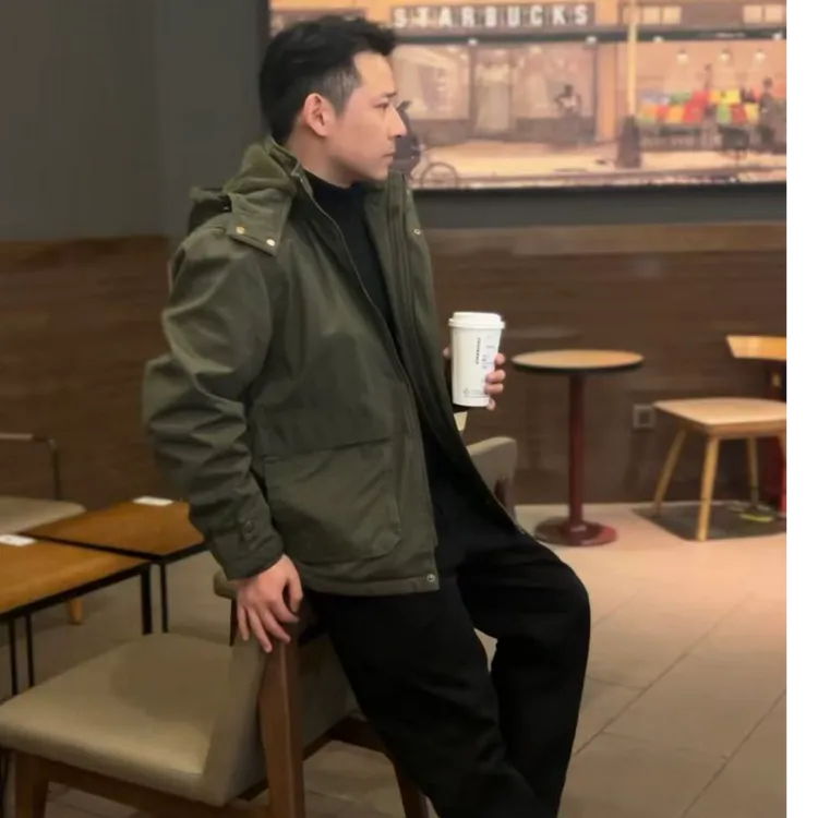 骑兵风衣同款棉服男款冬季加绒加厚可脱卸帽复古休闲保暖外套