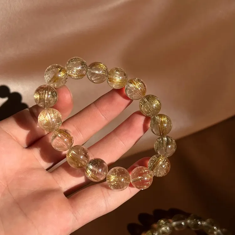 天然巴西金发晶收藏级招财旺财高品质维纳斯钛晶手串女多样性发一