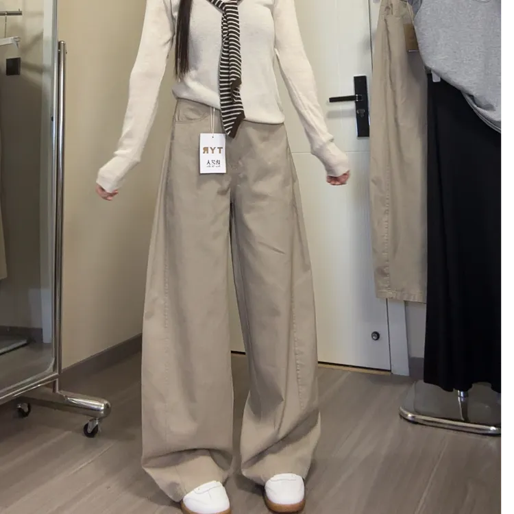 秋季高腰弯刀裤女百搭显瘦直筒裤