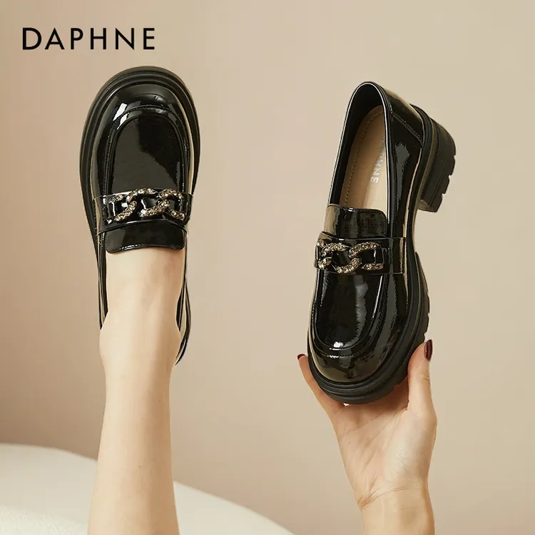 达芙妮厚底乐福鞋子女款爆款2026新款黑色小皮鞋复古英伦风JK鞋女商品图