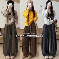 慵懒风欧棉绒中线阔腿裤女2025年早秋新款高腰显瘦宽松百搭休闲裤