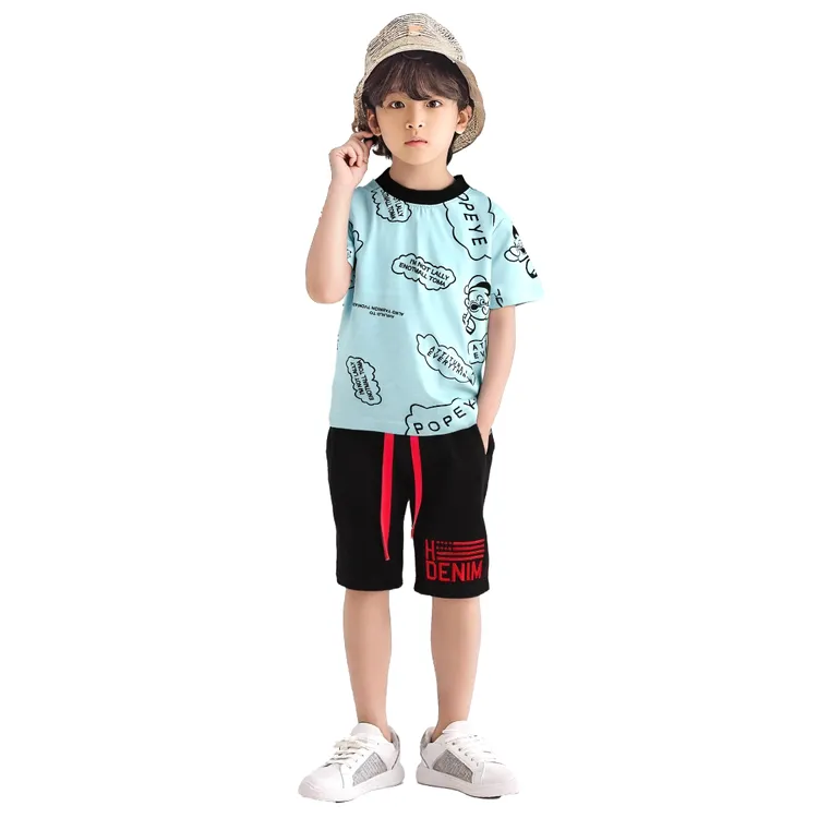 儿童T恤纯棉短袖T恤男童女童宝宝满印圆领上衣打底衫潮洋气
