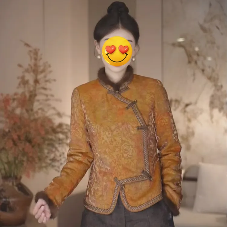 『提花工艺+加棉』YC69928 新中式国风复古提花绵加厚棉服