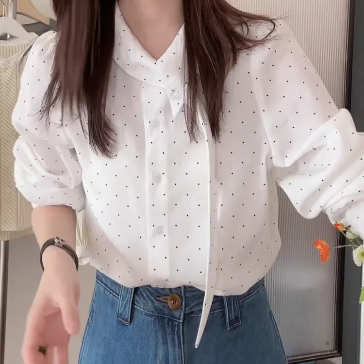 气质长袖时尚小众法式复古甜美设计感衬衫