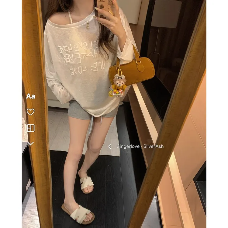 2025夏季发泡印花薄款长袖防晒衫宽松露肩上衣女休闲罩衫YLZH3438