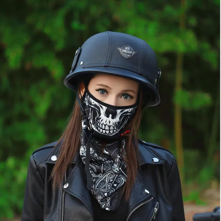 3C认证复古摩托车头盔德式大兵盔四季半盔电动车机车大头围男款