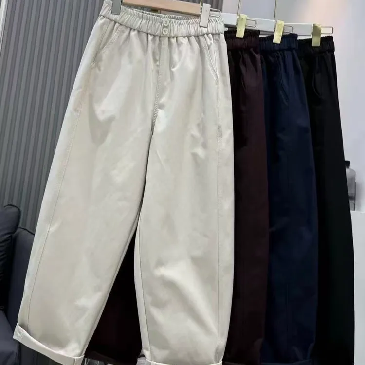 【胖彤彤】1156#双钮扣腰斜纹气球奶奶裤Y/753