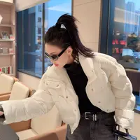 RUYIFASH短款抽绳奶白羽绒服