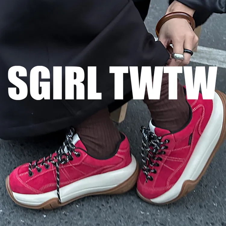 J036-1C SGIRL TWTW复古磨砂皮轮胎厚底老爹鞋新款轻软百搭休闲鞋