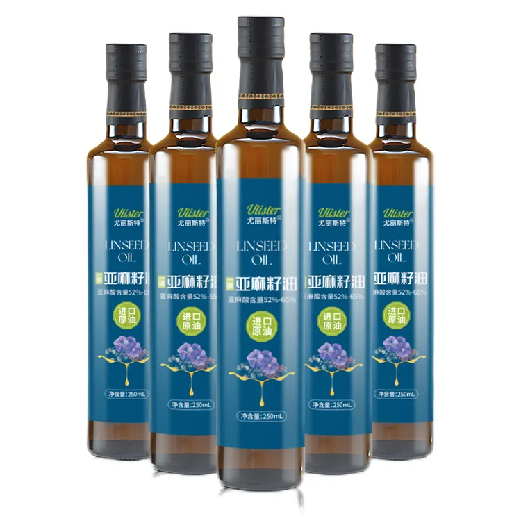 尤丽斯特  可直饮 拌无糖酸奶炒菜等烹饪食用一级亚麻籽油250ml*5