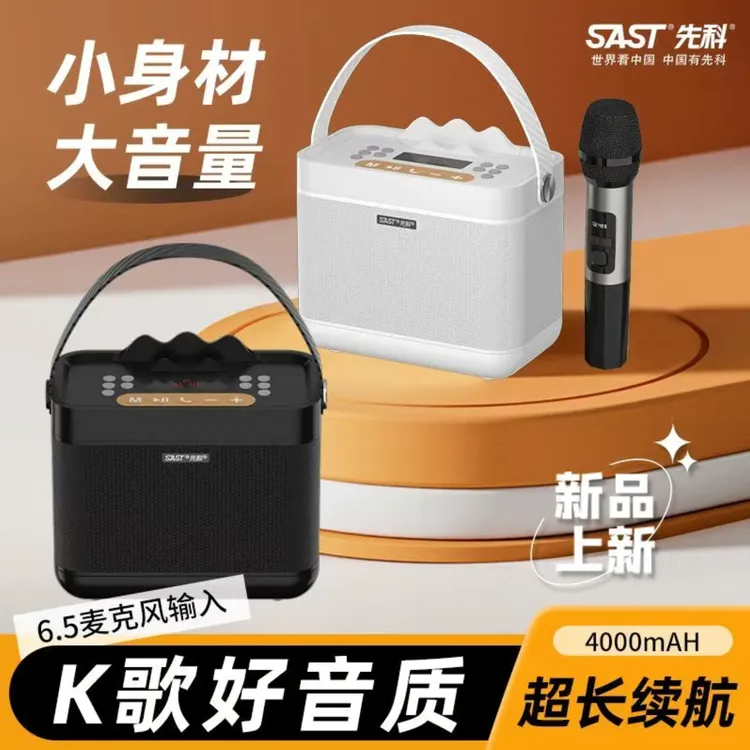 先科双话筒K歌一体机音响家庭KTV大功率户外手提大音量广场舞音箱