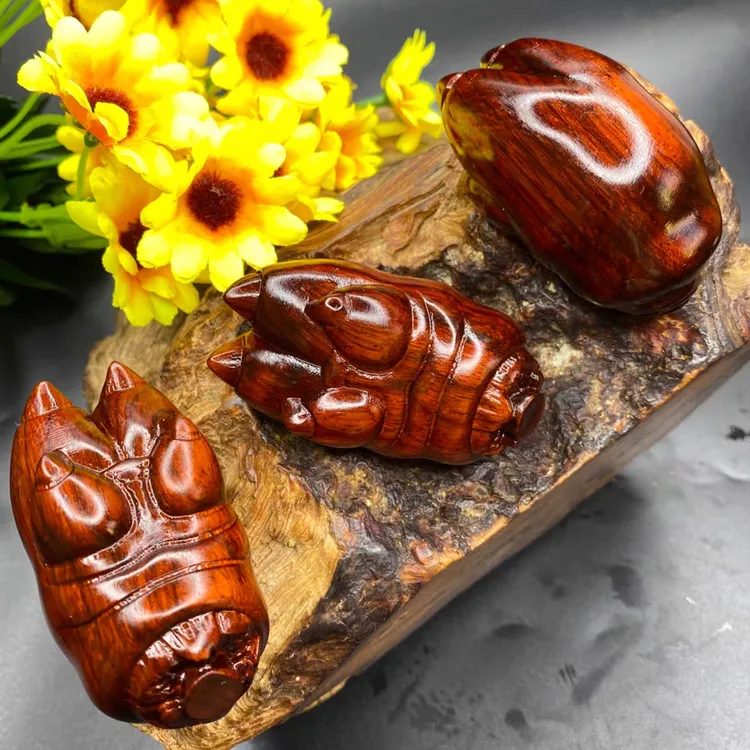 高油高密紫檀木手工雕刻搂钱耙子猪蹄文玩手把件盘玩解压神器挂件商品图