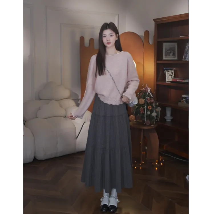 鹿向南【甜心手账】秋冬新款温柔韩系简约慵懒气质毛衣套装女