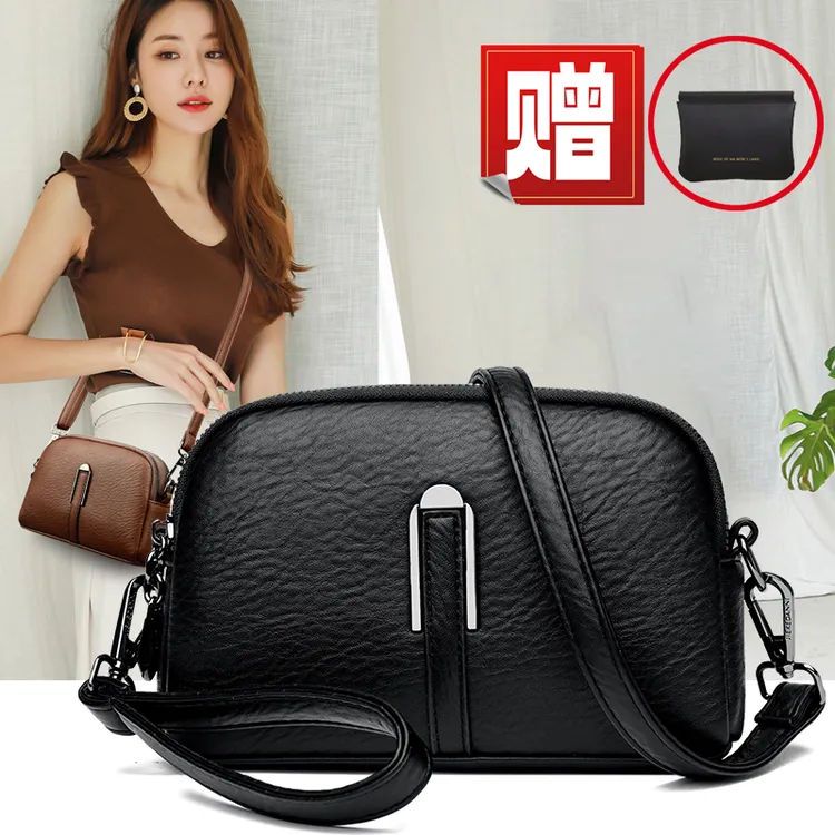 软皮真皮牛皮专柜正品夏季女士单肩斜挎小包包新款复古风中年妈