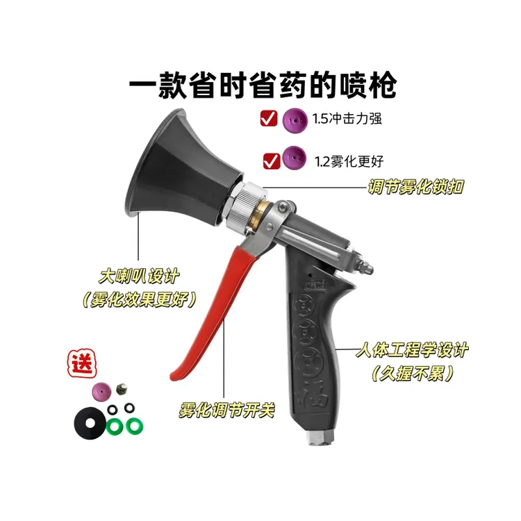 农用打药喷枪高压雾化喷头大喇叭省水省药雾化好冲击力强商品图