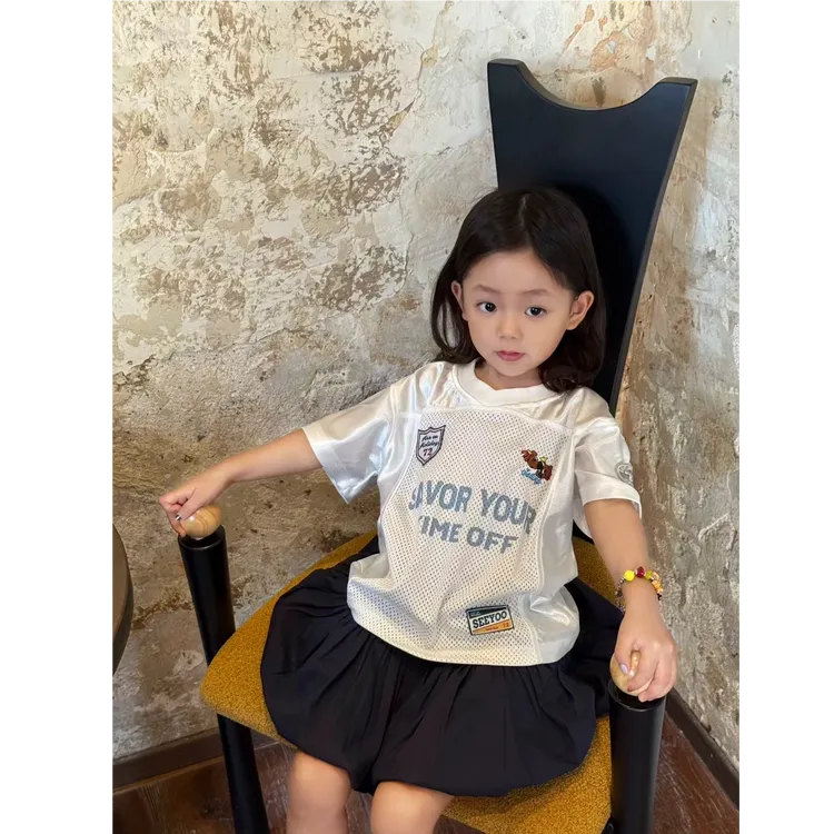 壹妈韩版童装女童夏季套装洋气儿童时髦运动t恤短袖上衣半身裙子