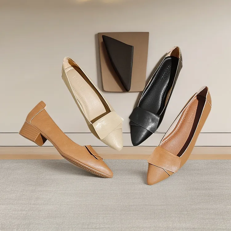 女鞋尖头粗跟夏季百搭跟鞋春季气质女单鞋软底舒适鞋子单鞋