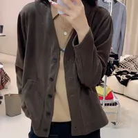 ananstudio麦穗纹V领开衫外套