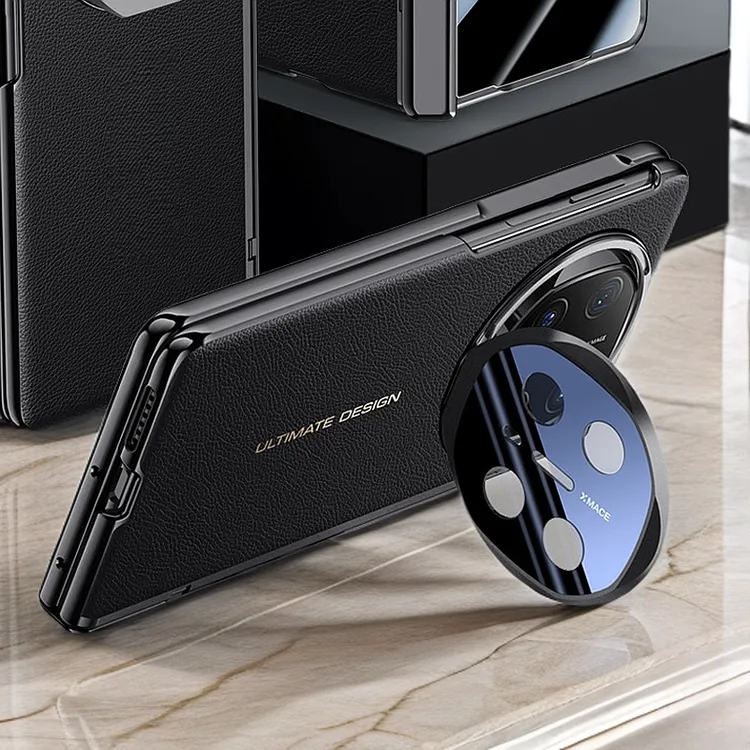 华为MateX6手机壳电镀素皮全包镜头支架防摔适用X6典藏版保护套薄