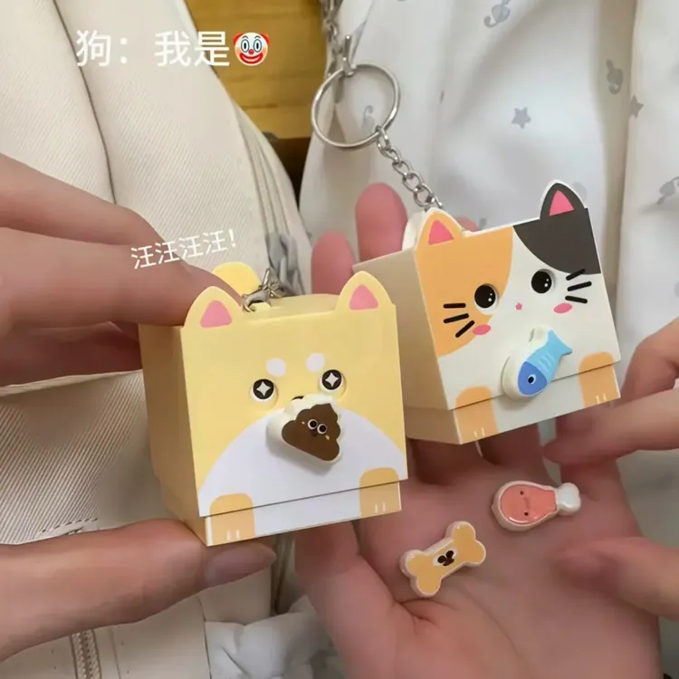 萌力觉醒方块宠物猫猫按压变声卡通磁吸挂件趣味小摆件礼物