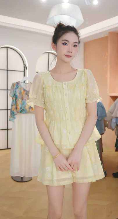 Z8672夏装女士高端时尚两件套洋气百搭宽松短裤套装女